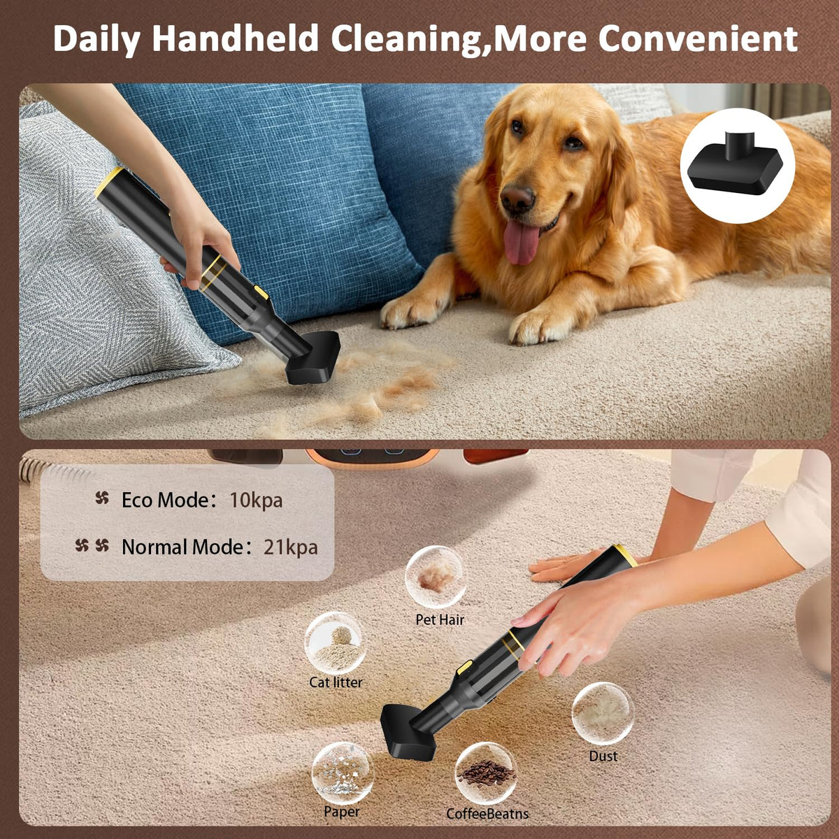Cros 4-in-1 Mini Cordless Vacuum Cleaner, 21kPa Powerful Suction, Portable Handheld Vacuum for Car