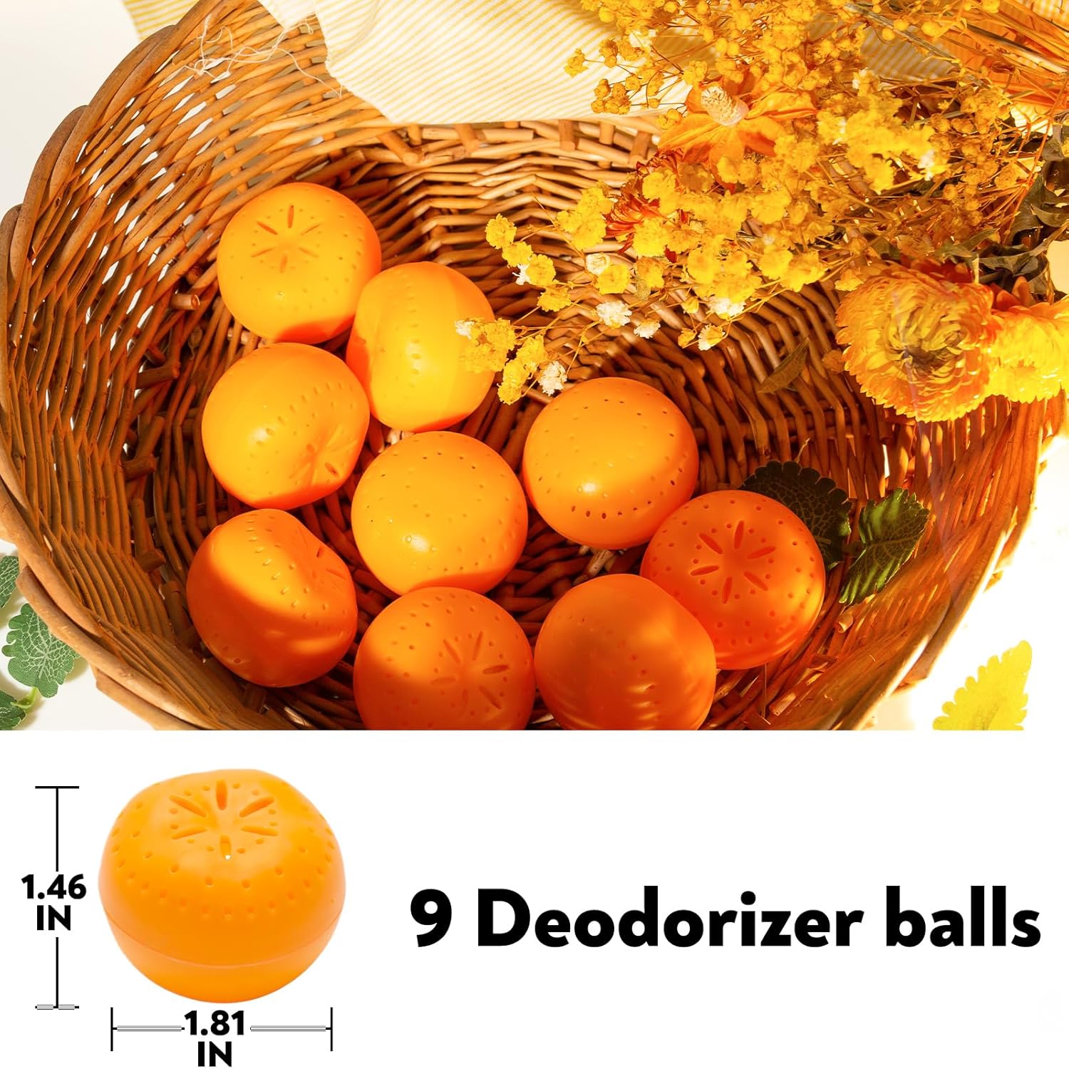 9 Pack Baking Soda Deodorizers, Shoe Deodorizer Balls, Air Freshener for Home, Odor Eliminator for