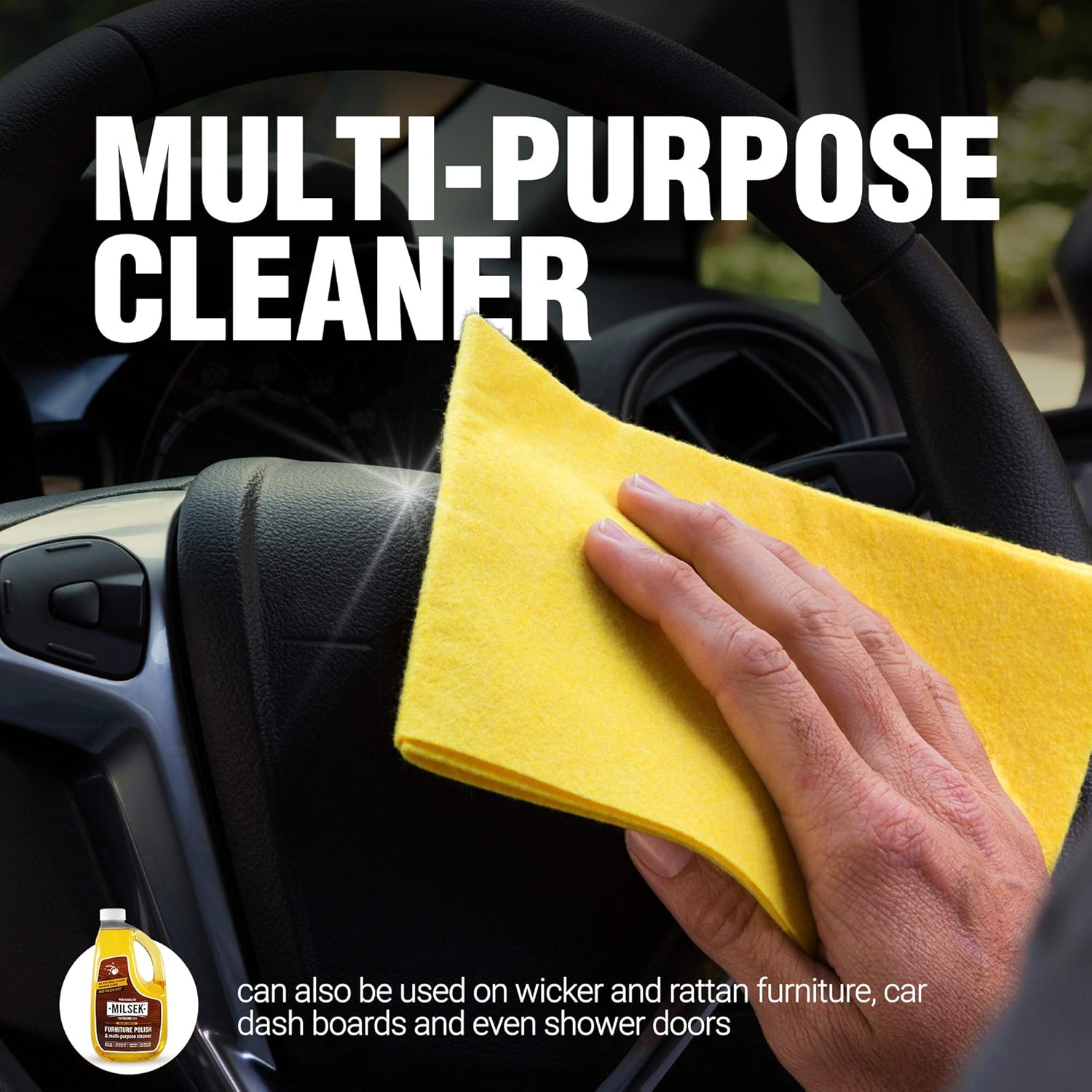 Milsek Furniture Polish and Wood Cleaner with Lemon Oil - Multipurpose Solution for Home
