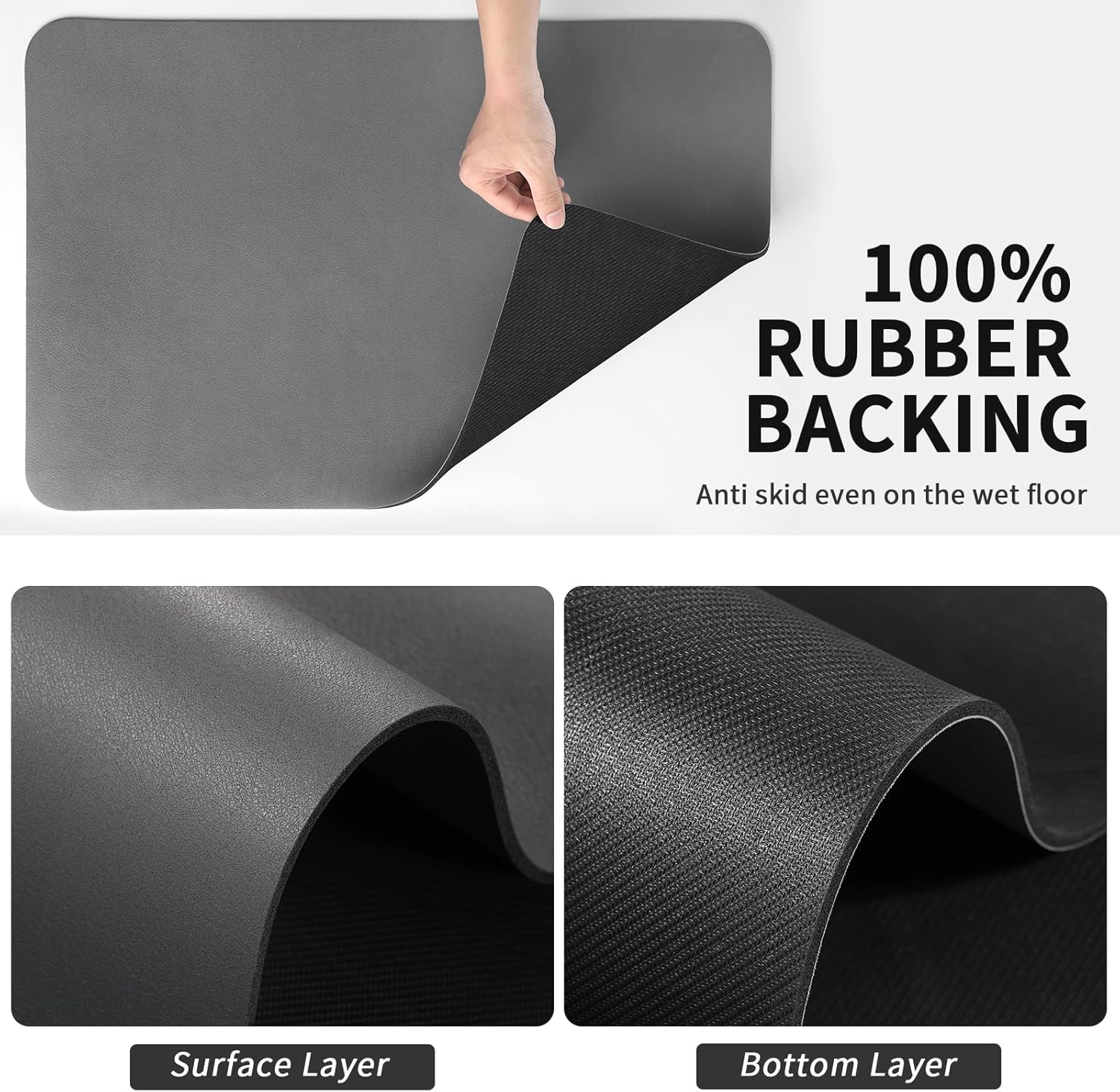 Dish Drying Mat for Kitchen Counter, Heat Resistant Drainer Mats with Non-slip Rubber Backed, Hide