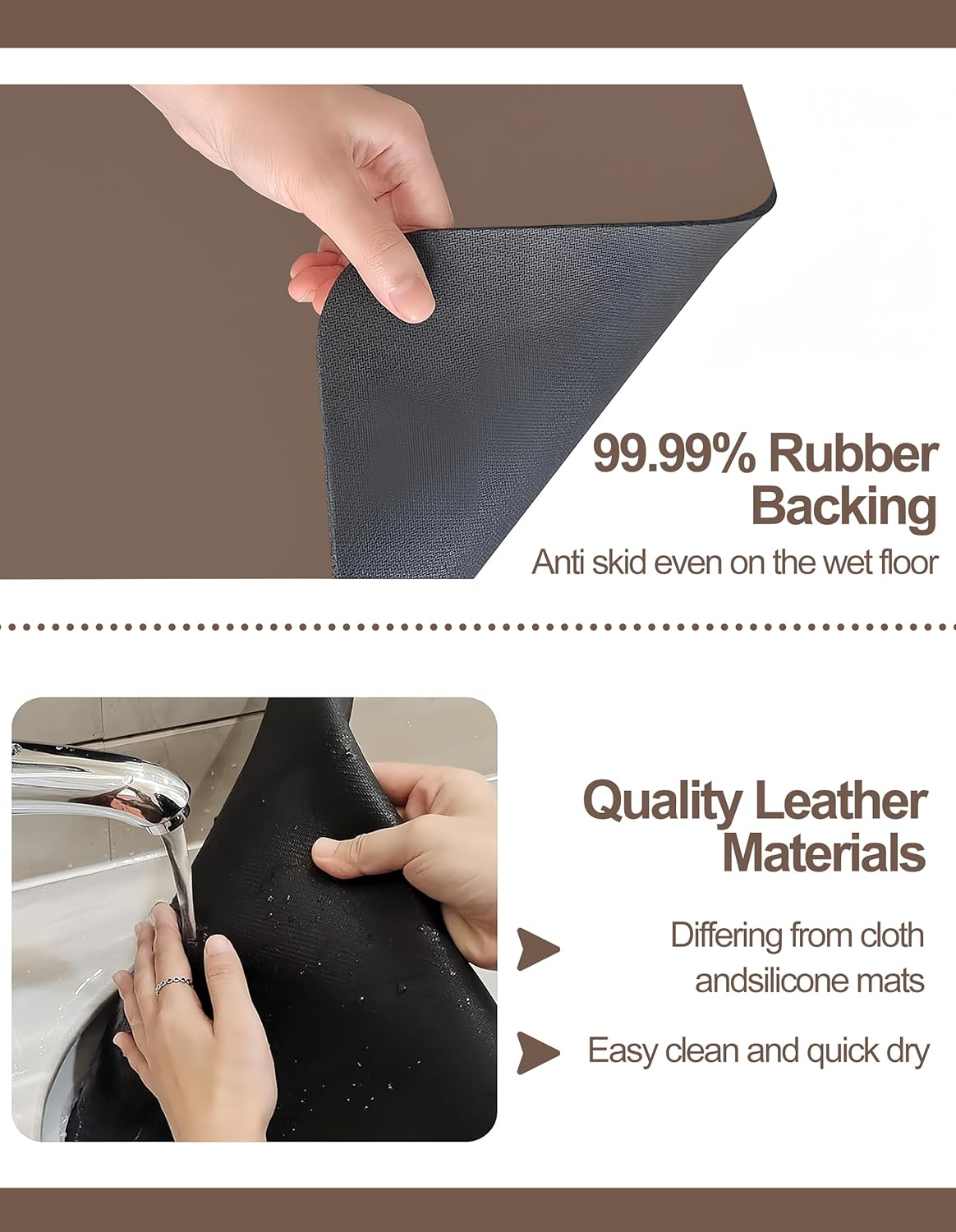 Dish Drying Mat for Kitchen Counter, 16"x24" Dish Drying Pad with Non-slip Rubber Backed, Hide