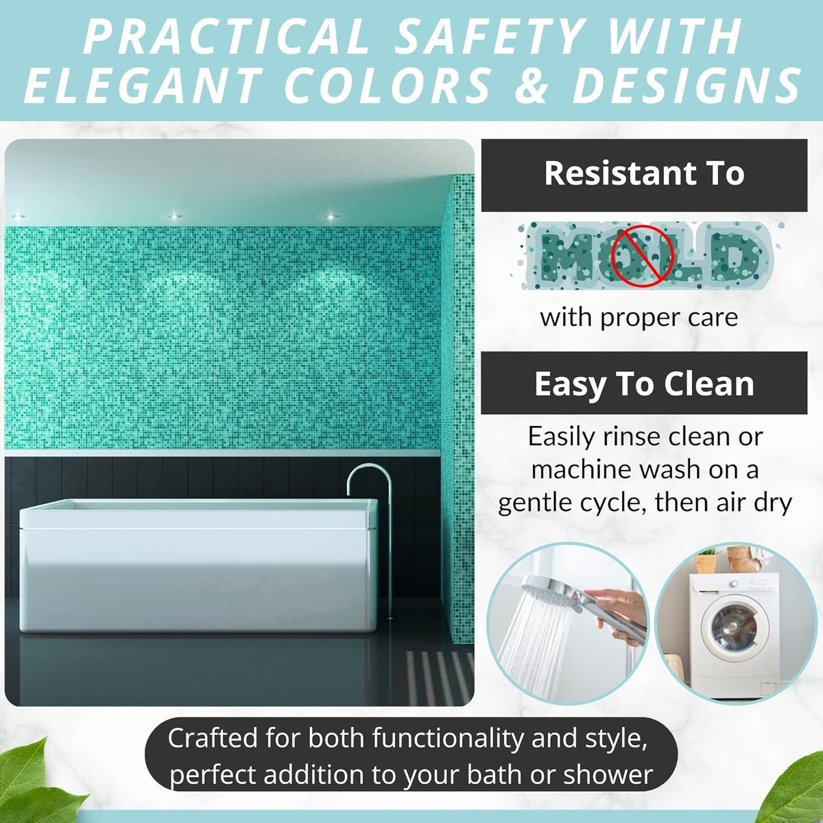ENKOSI Bath Mat - Large Non Slip Bathtub & Shower Mat - Extra Long 40 x 16 Inch Bathroom Mats for