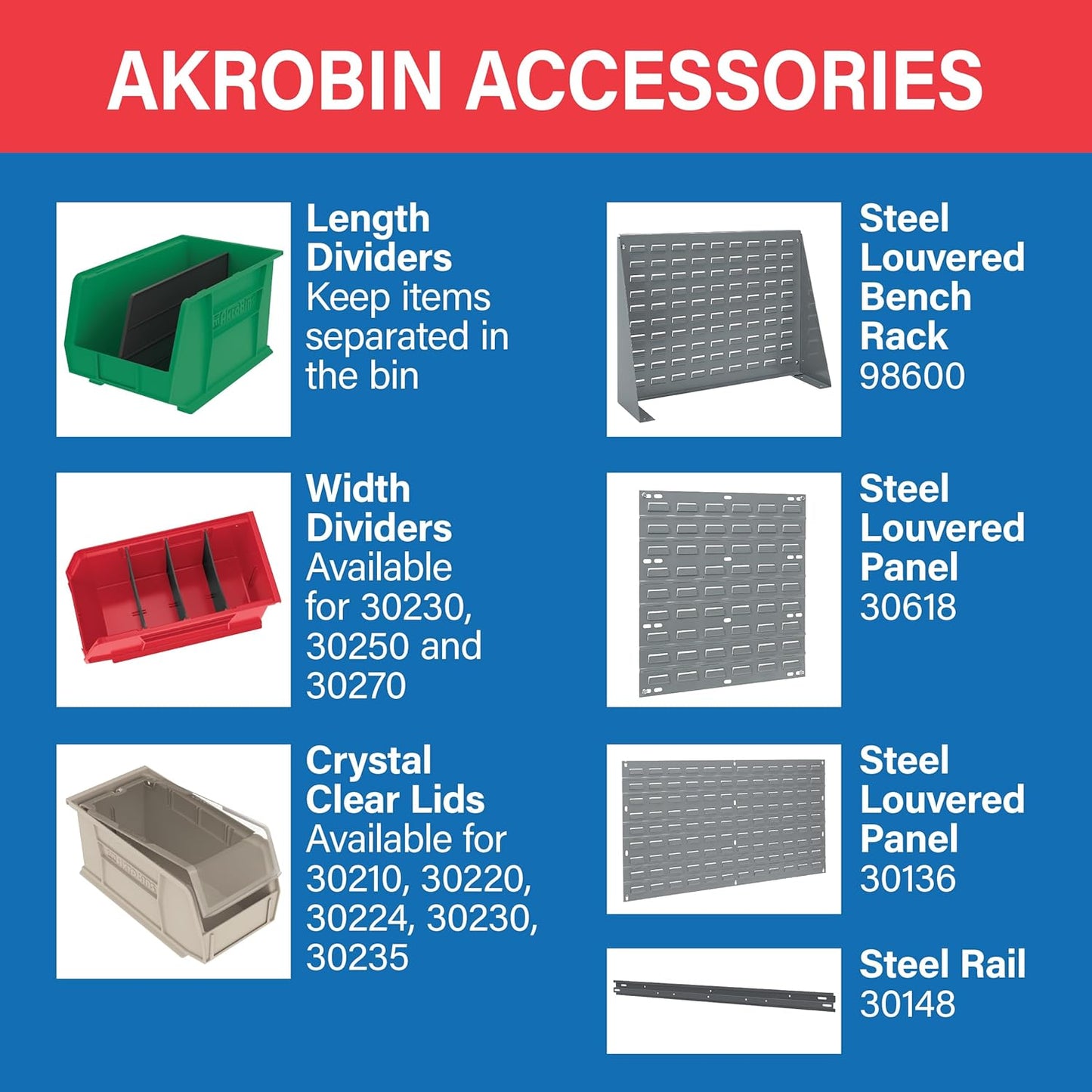 Akro-Mils 30230 AkroBins Plastic Storage Bins, Space-Saving Stackable Bins for Garage, Pantry