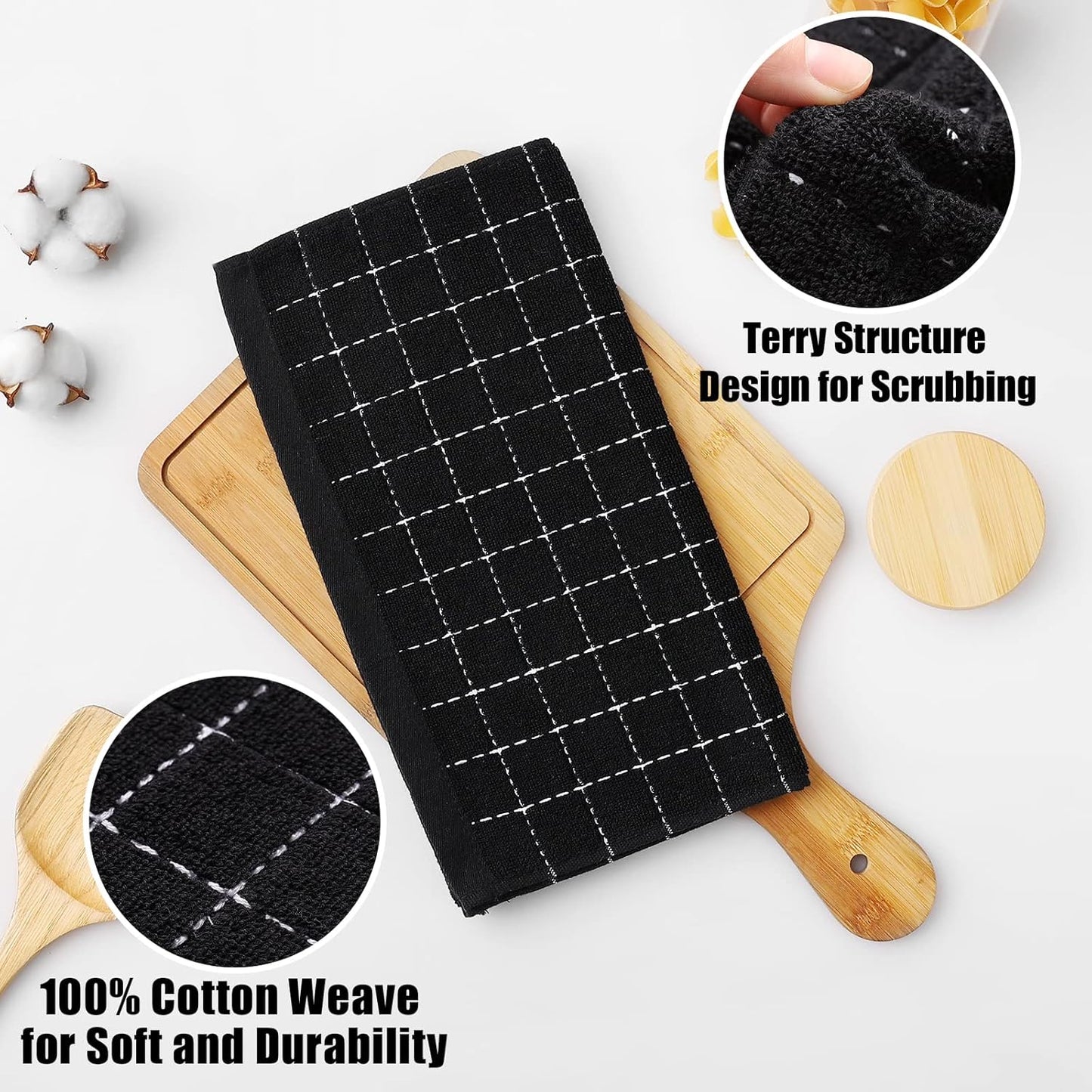Homaxy 100% Cotton Terry Kitchen Dish Cloths, Ultra Soft and Absorbent Dish Towels for Kitchen