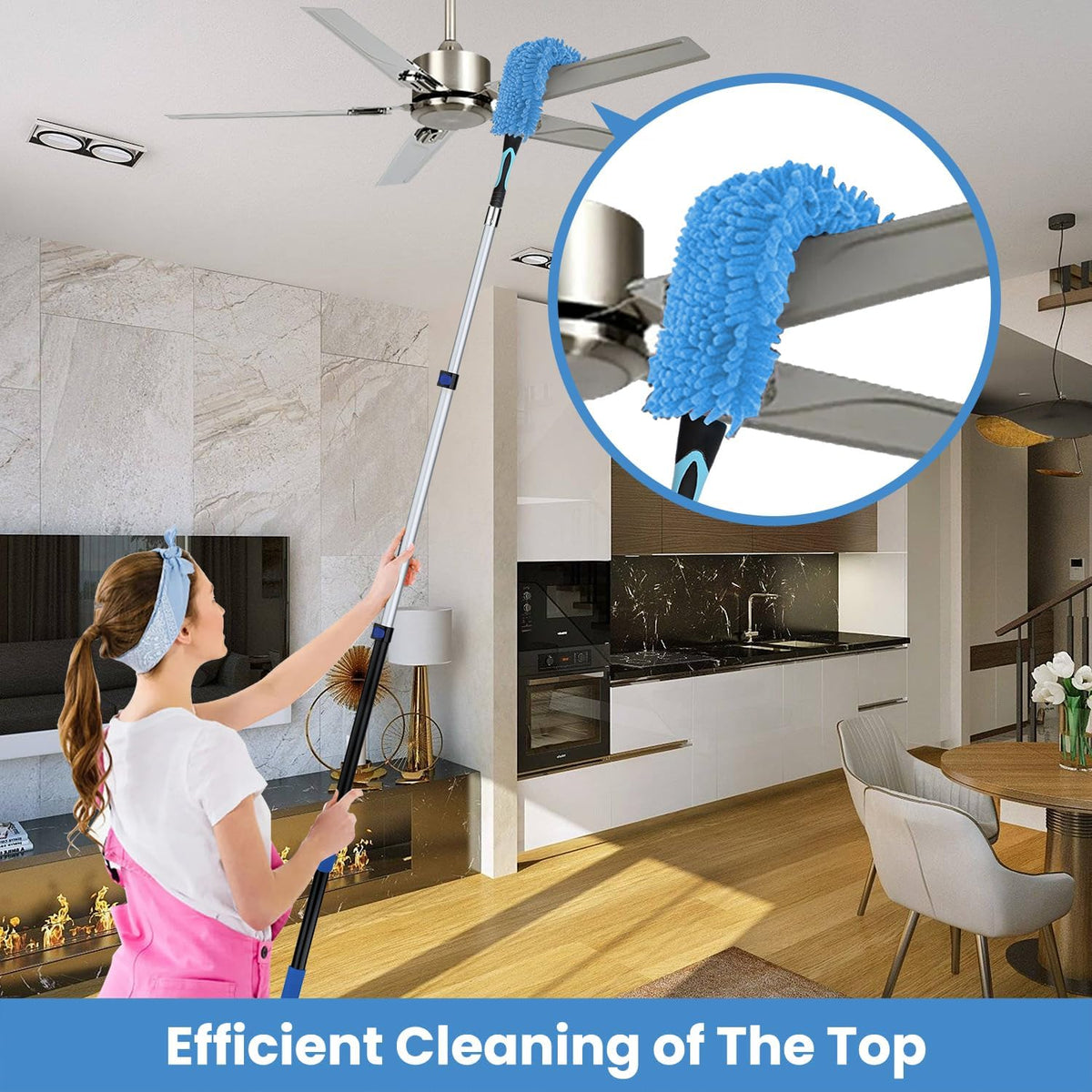 20ft High Ceiling Duster Kits with 5-12ft Heavy Duty Extension Pole - Fan Blade Cleaner, Cobweb