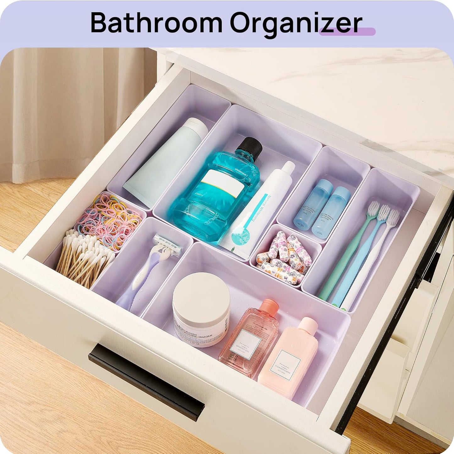Vtopmart 25 PCS Plastic Drawer Organizers Set, 4-Size Versatile Bathroom and Vanity Drawer