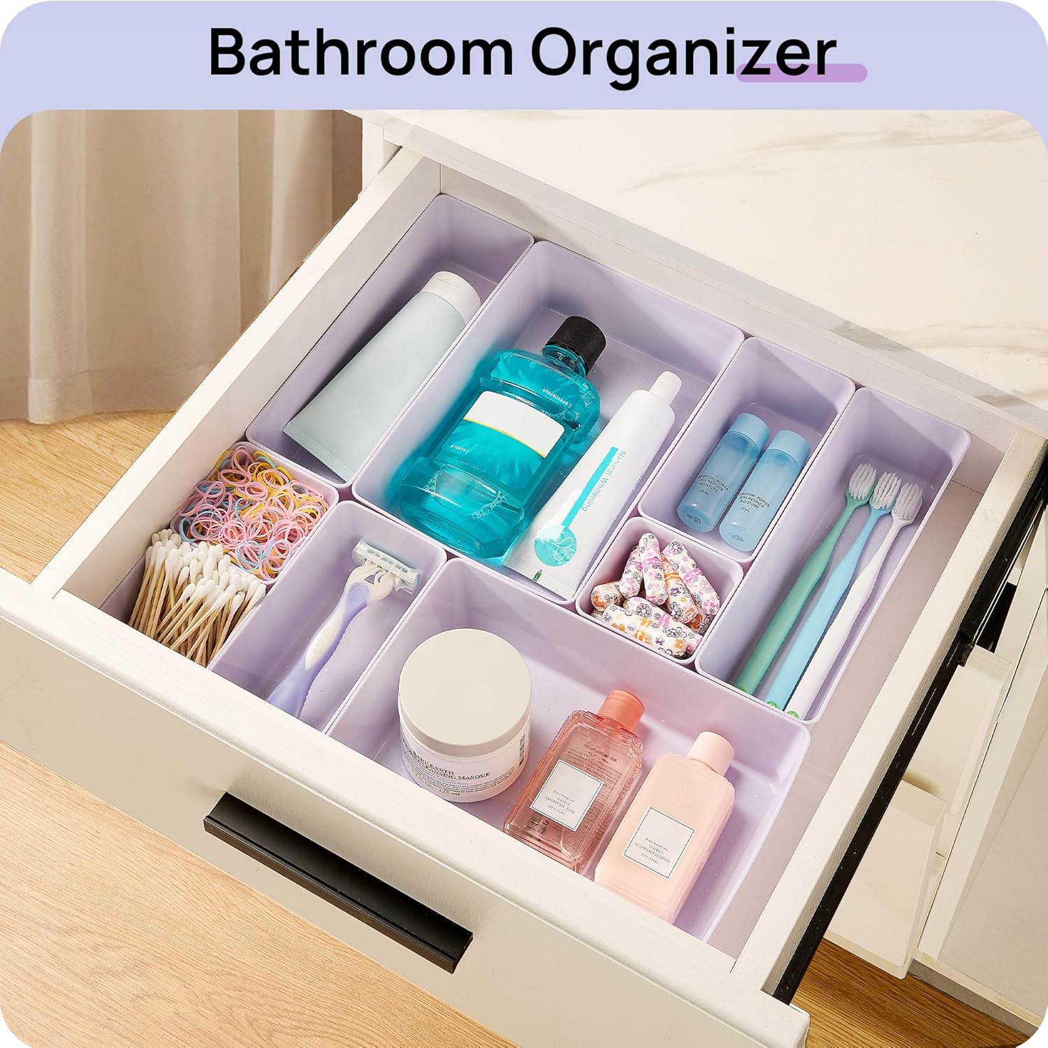 Vtopmart 25 PCS Plastic Drawer Organizers Set, 4-Size Versatile Bathroom and Vanity Drawer