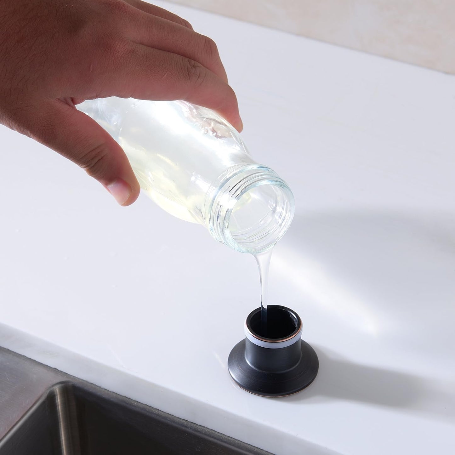Delle Rosa Soap Dispenser, Liquid Soap Dispensers for Kitchen Sink, Brass Head Kitchen Sink Soap