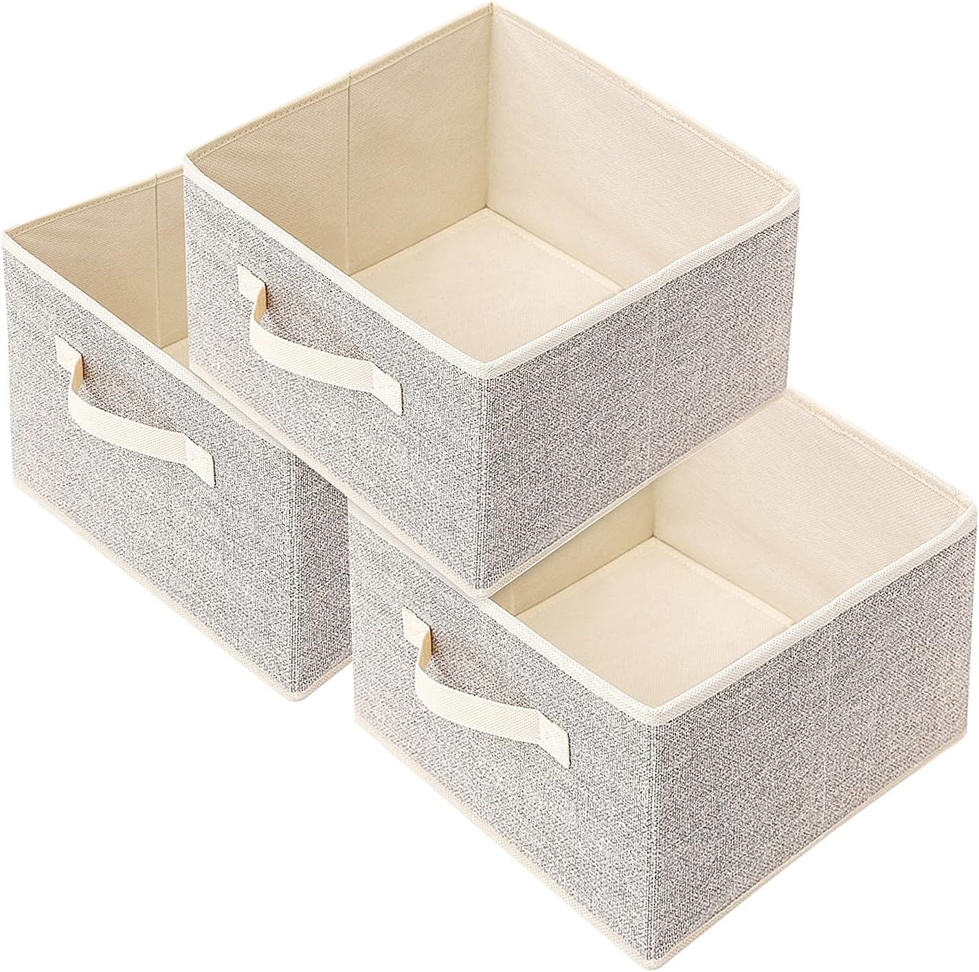 Storage Baskets, 11-Inch Woven Fabric Bins, Storage Cubes with Reinforced Handles, Organizer Bins