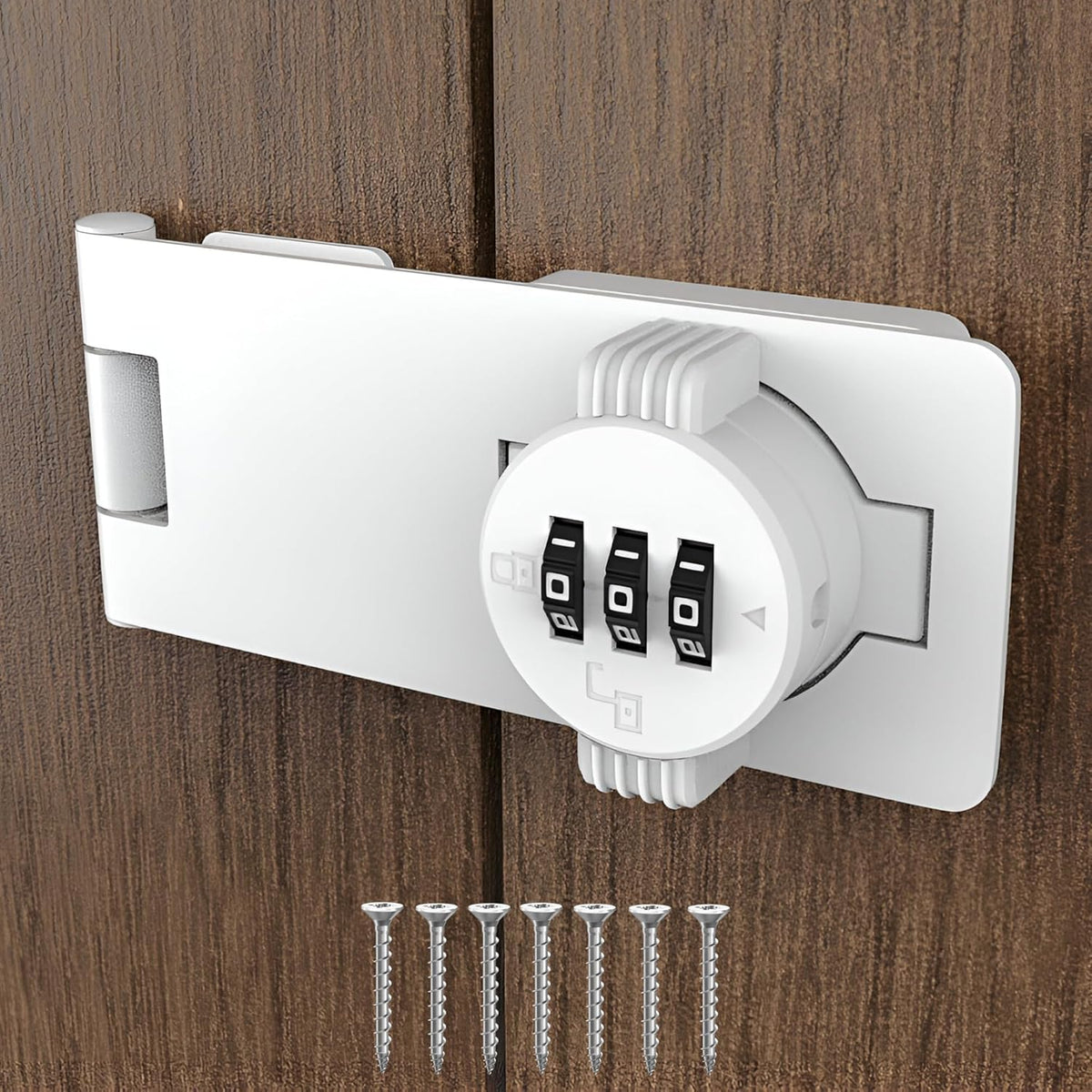 Keyless Combination Lock - 3-Digit Combination Lock for Doors - Twist Knob Hasp Latch Lock with
