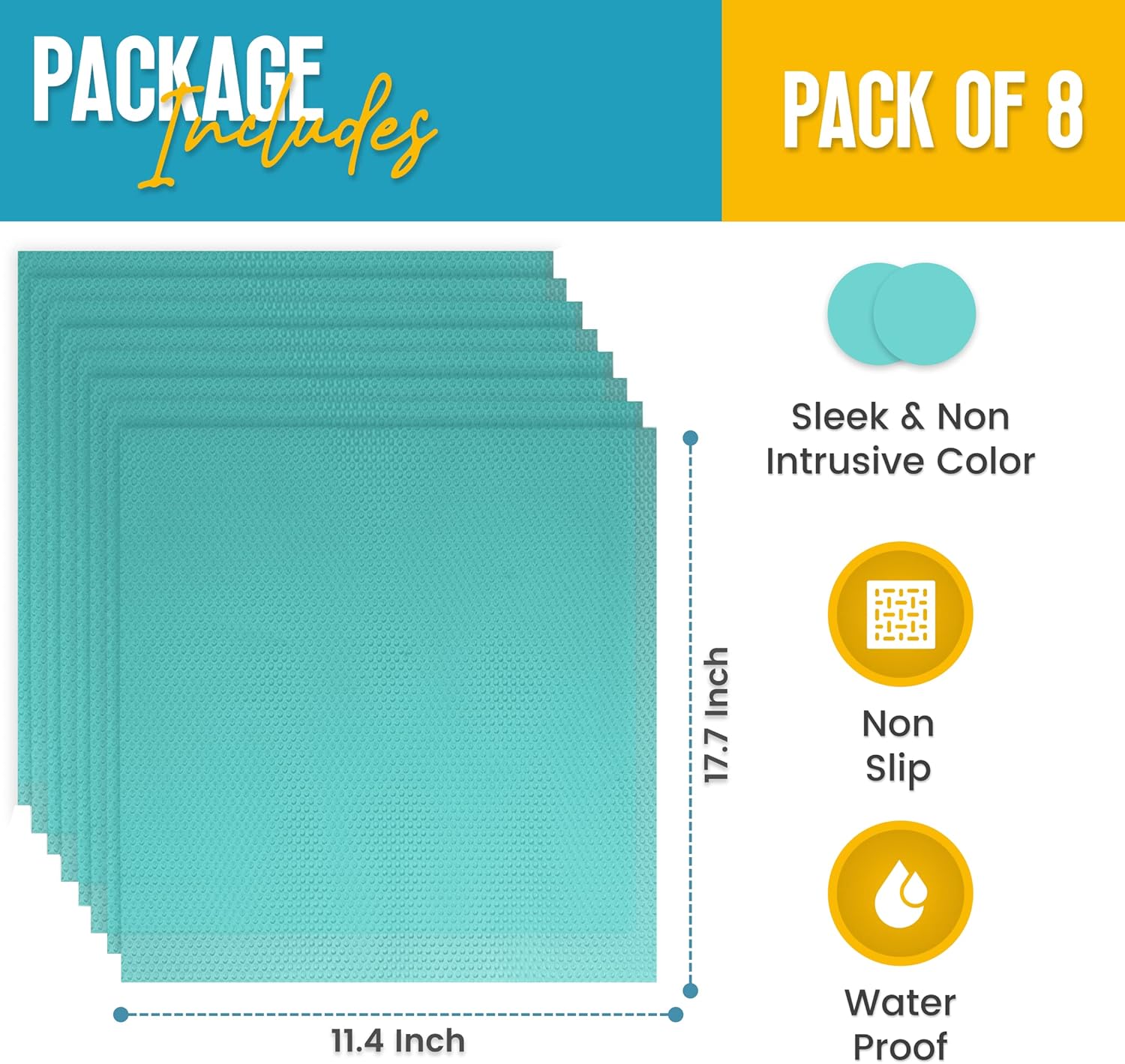 Refrigerator Liners for Shelves (8 Pack) by Linda’s Essentials - Non-Adhesive Shelf or Drawer