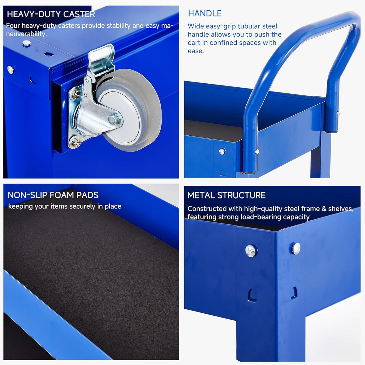 3 Tray 29.3 inch Tool Cart, self Assembly, 300 LBS Capacity Rolling Tool Carts on Wheels, Heavy