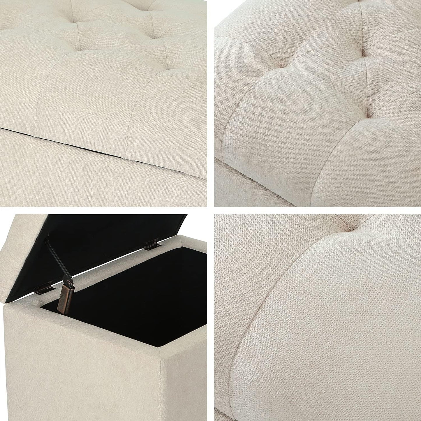 Joveco Storage Ottoman, 24" Fabric Rectangle Tufted Bench Foot Rest Stool for Living Room Bedroom