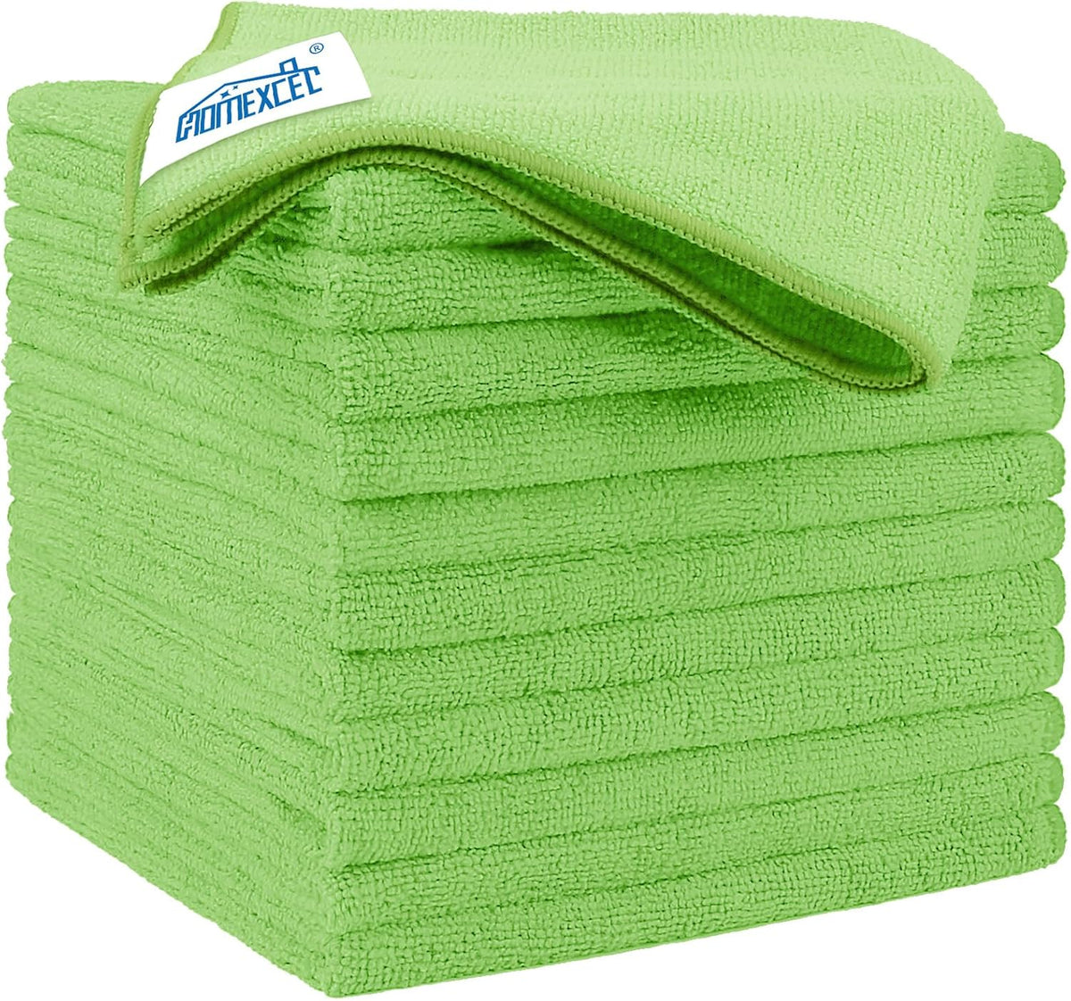 HOMEXCEL Green Microfiber Cleaning Cloth 12 Pack, 12.5 x 12.5 inch Microfiber Towels for Cars