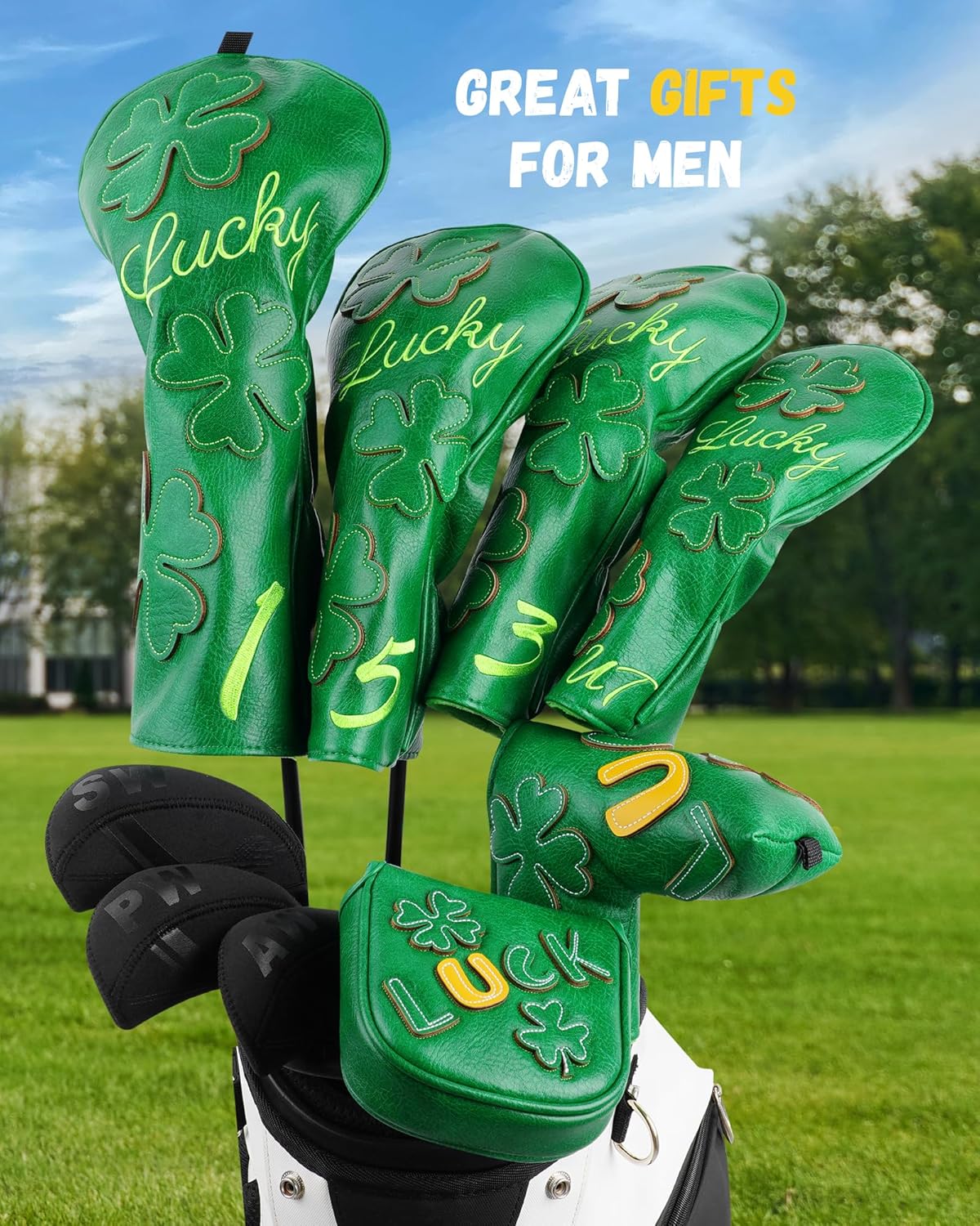 Golf Headcovers Golf Club Head Covers Four Leaf Clover Good Luck Charm - Clover Style Premium