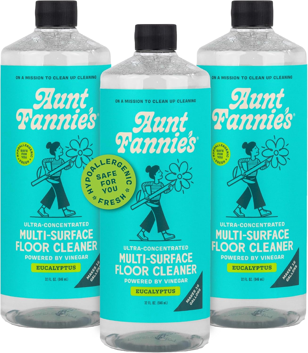 Aunt Fannie's Ultra Concentrated Floor Cleaner Vinegar Wash, Multi-Surface Solution For Mopping