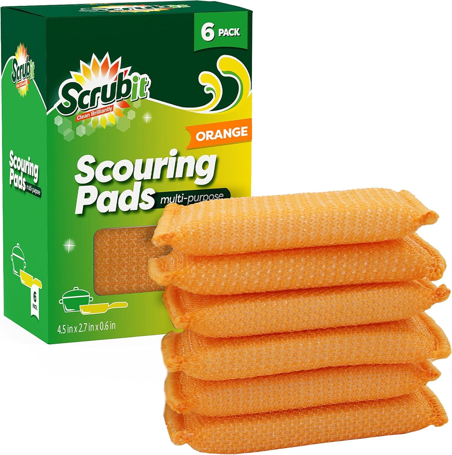 SCRUBIT Multi-Purpose Scouring Pad - Non-Scratch Cleaning Sponges for Pots, Pans, Dishes, Utensils