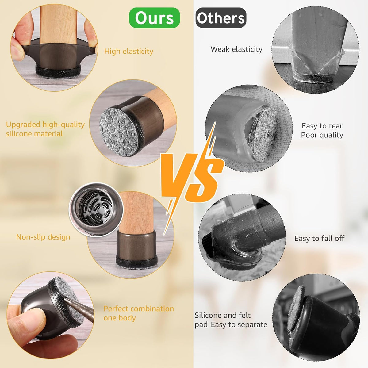 24PCS Round Chair Leg Floor Protectors, Furniture Sliders, Chair Leg Protectors for Hardwood