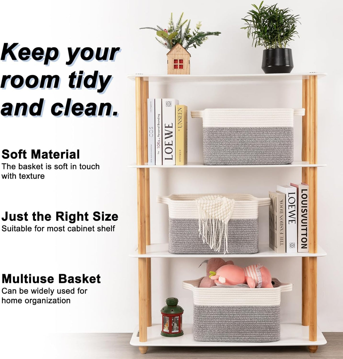 OIAHOMY 3 Pack Storage Basket for Organizing, 13''X9.85''X8.7'' Storage Bins,Woven Basket Basket