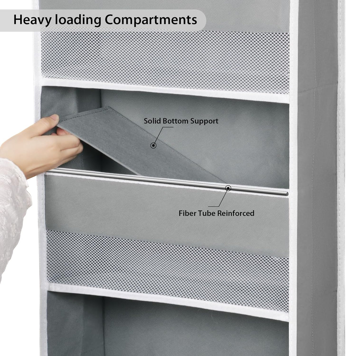 Univivi 5-Shelf Fabric Door Storage Over Door Hanging Organizer with 4 Large Pockets and 3 Small