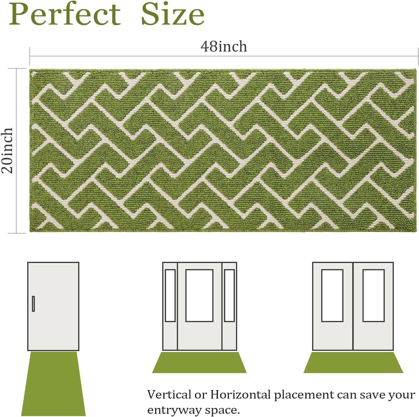 hicorfe Indoor Doormat,Front Back Door Mat Rubber Backing Non Slip Door Mats 20"x48" Absorbent