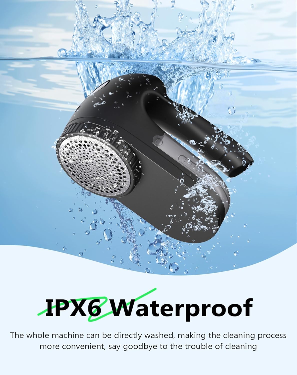 IPX6 Waterproof Washable Electric Fabric Shaver and Lint Remover, Rechargeable Sweater Defuzzer