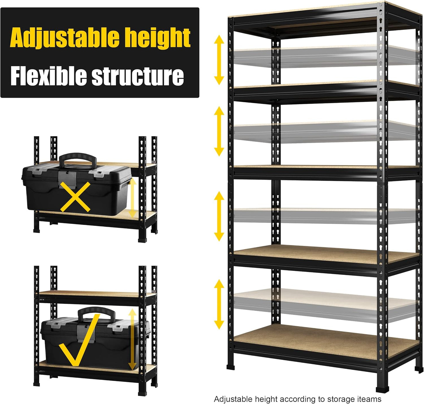 PrimeZone 32"W x 16"D x 63" H Storage Shelves - 2 Pack 5 Tier Adjustable Garage Storage Shelving
