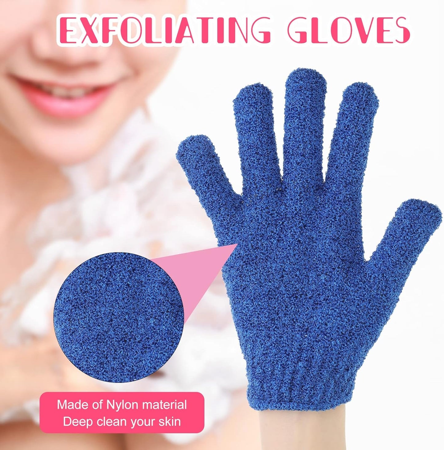 150 Pcs Exfoliating Gloves Bulk for Body Double Sided Exfoliating Shower Gloves for Women Nylon