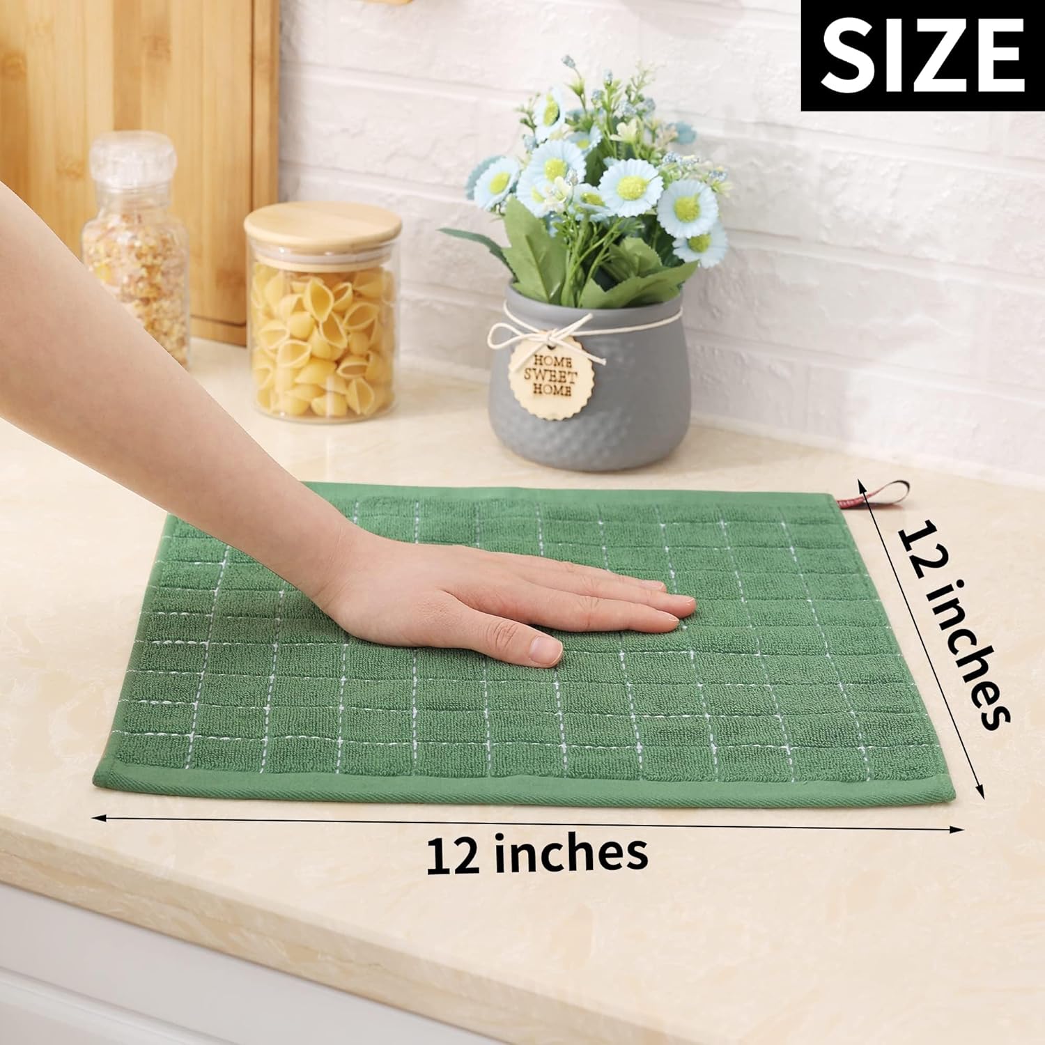 Homaxy 100% Cotton Terry Kitchen Dish Cloths, Ultra Soft and Absorbent Dish Towels for Kitchen
