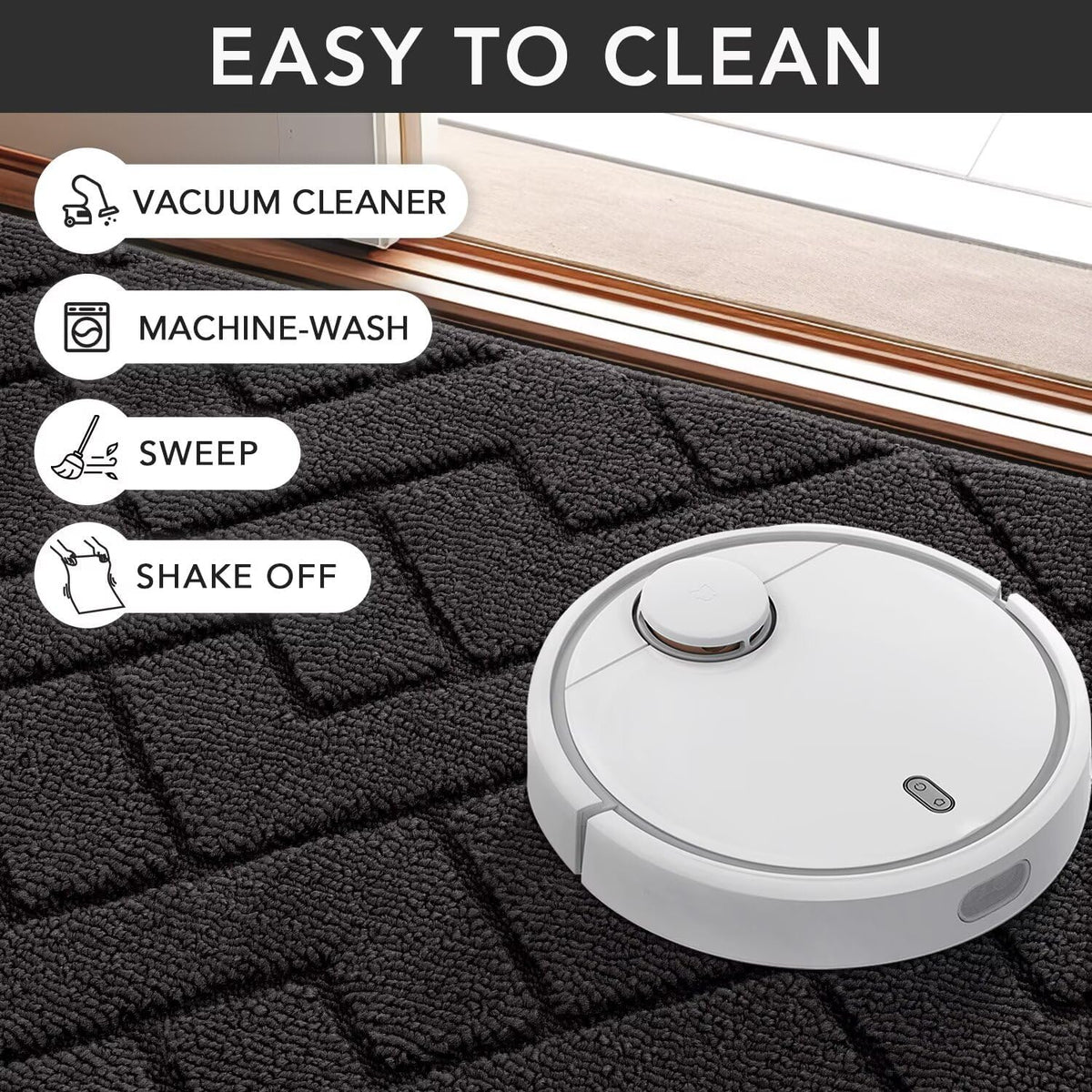 hicorfe Front Door Mat Outside Entrance,36"x59" Absorbent Muddy Dirt Resist Welcome Door Mats