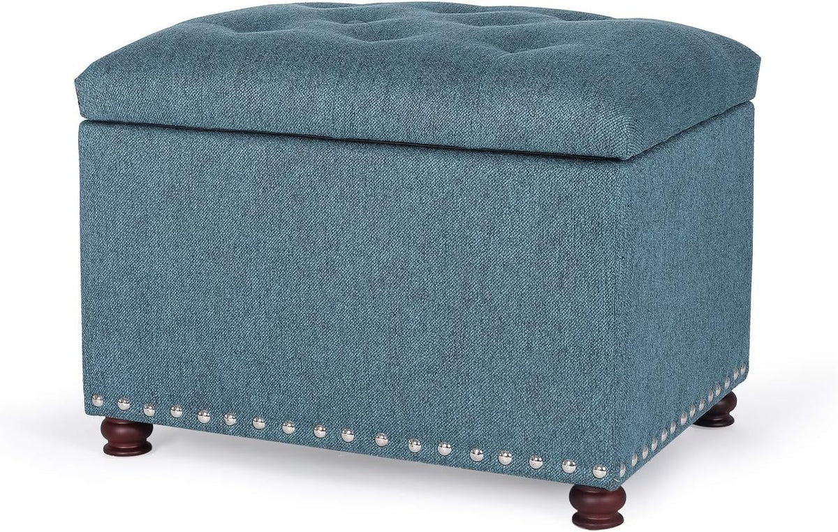 Joveco 24" Ottoman with Storage for Living Room Rectangular Fabric Tufted Bench Footrest Toy Chests