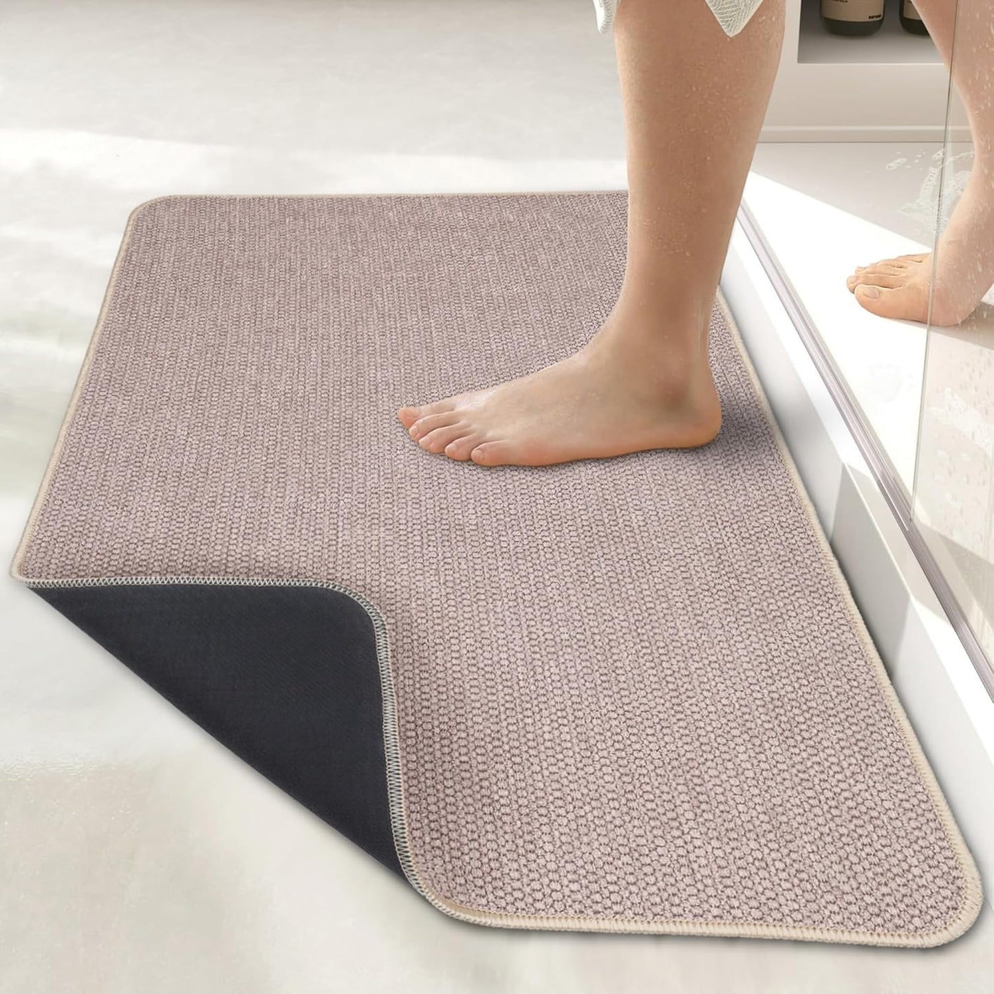 Bath Mat,Ultra Thin Bathroom Rugs,Rubber Bath Mats for Bathroom,No Slip Bath Rugs,Quick Dry,Machine