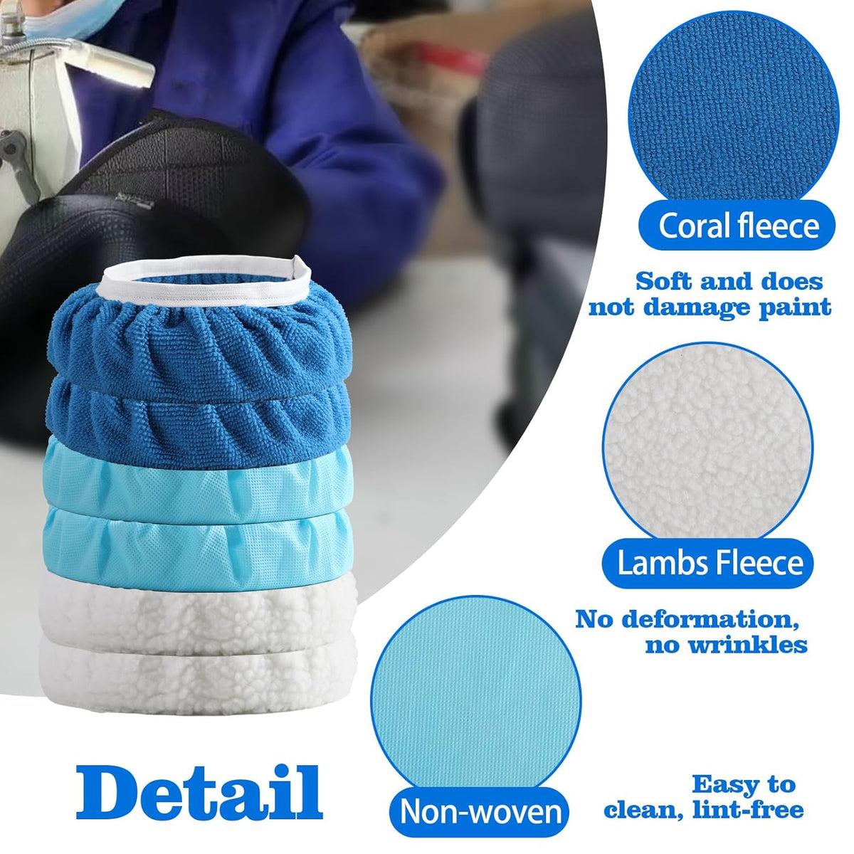 40 Pieces Polishing Bonnet Pads,Car Polisher Pad Bonnet 5-6 Inch, Car Buffer Bonnets Microfiber