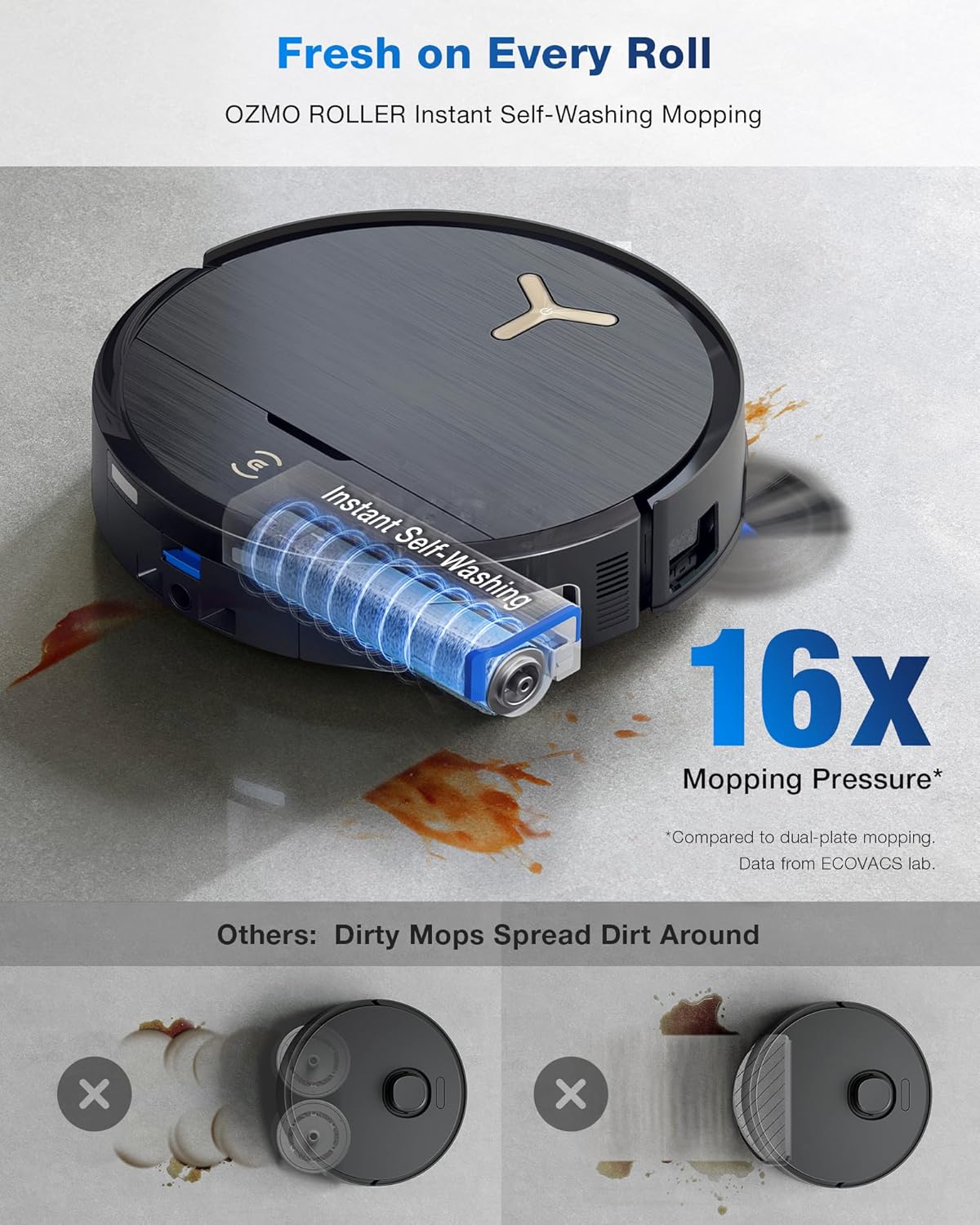 ECOVACS DEEBOT X9 PRO Omni Robot Vacuum and Mop,16,600Pa Blast Suction, OZMO Roller Instant