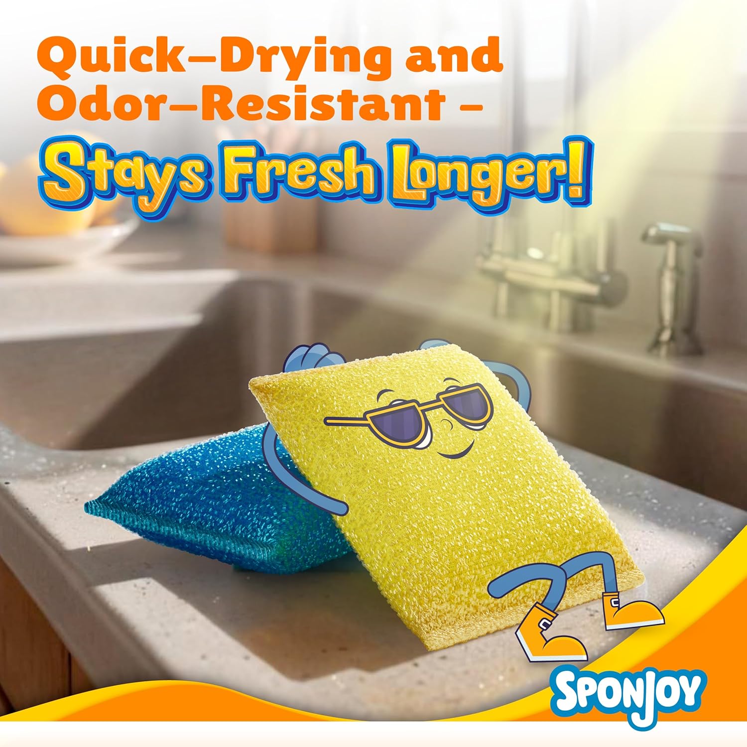 6-Pack Dish Sponges Kitchen - Colorful Kitchen Sponges for Washing Dishes, Non-Scratch &