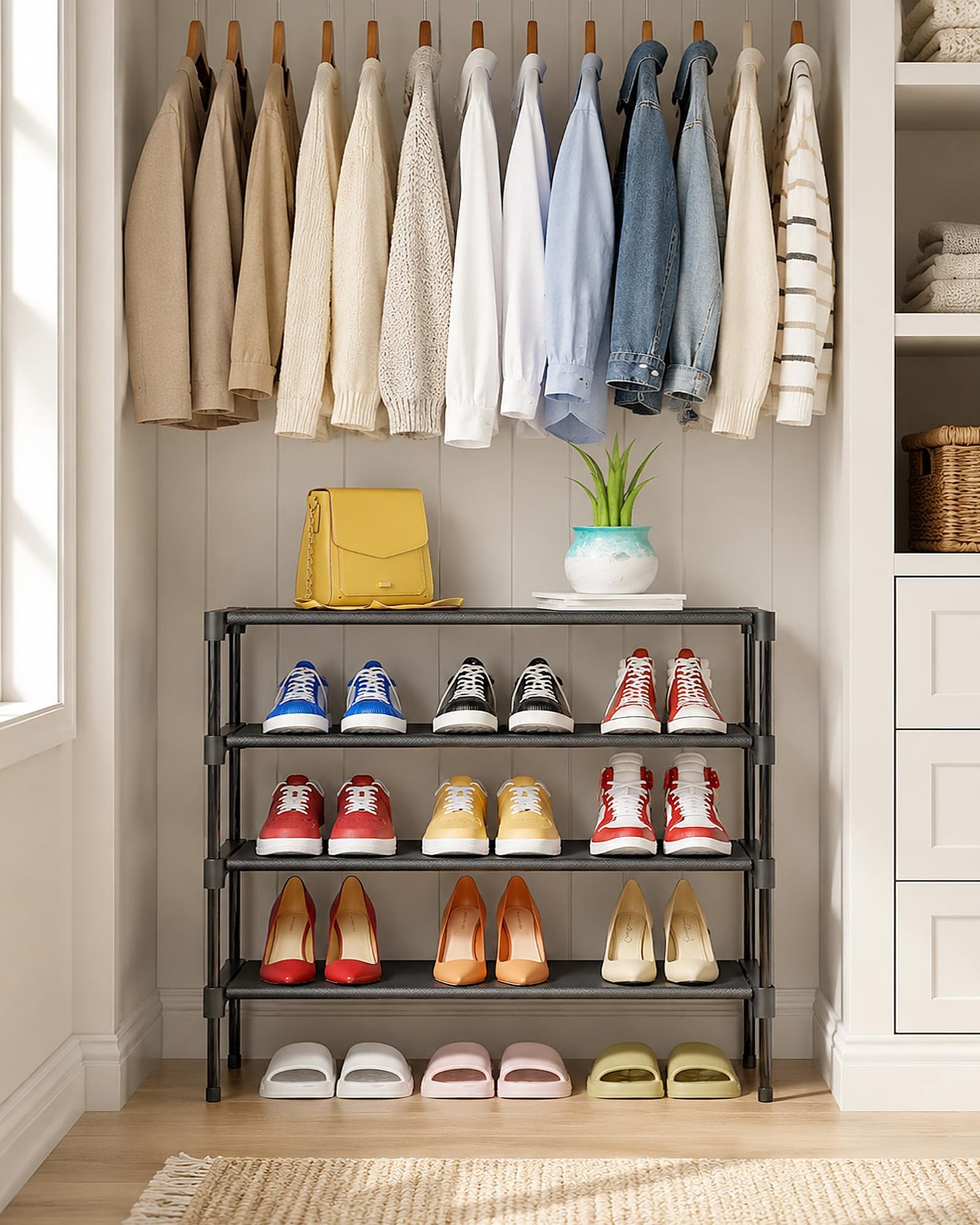 Kitsure Shoe Rack - Non-Woven Shoe Rack Shelf, Shoe Organizer for Closet, Entryway, Garage &