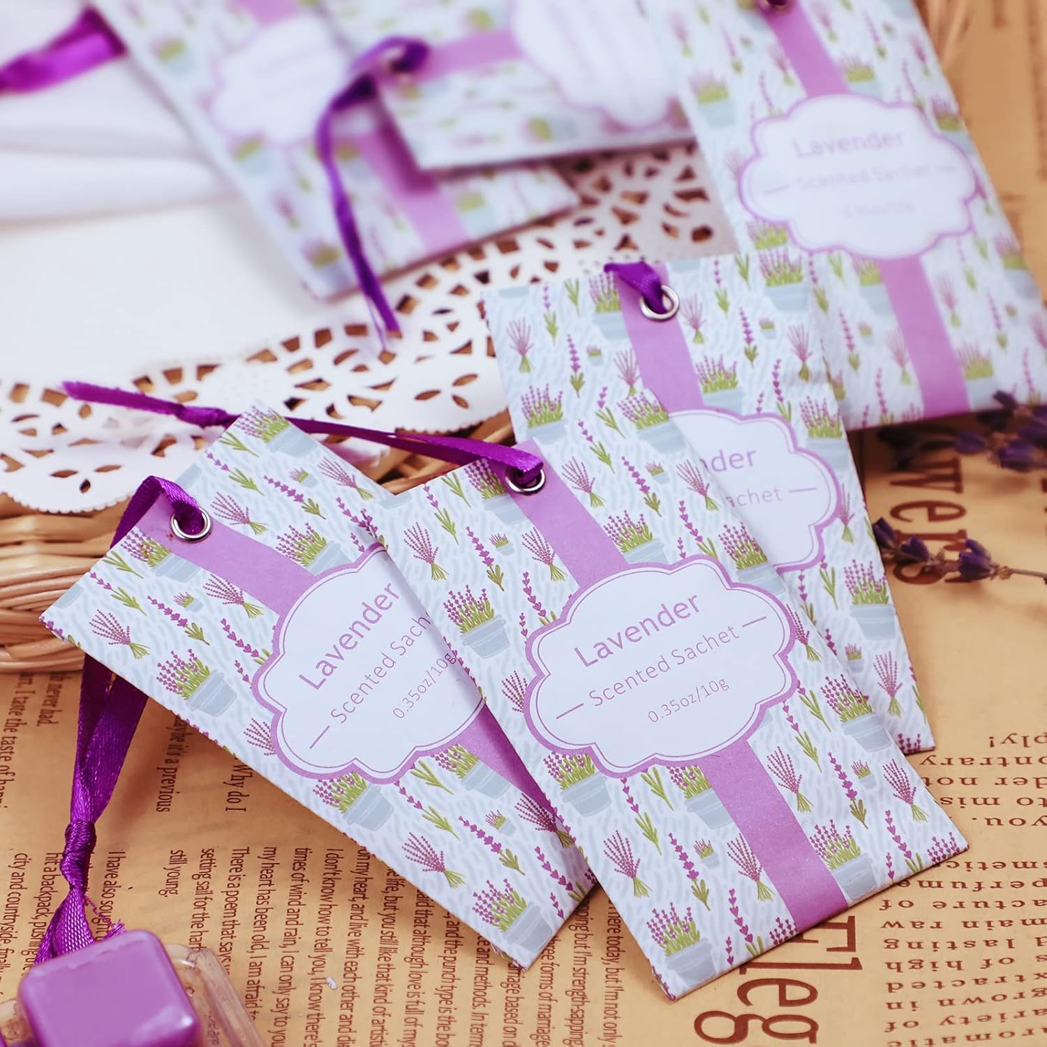 SCENTORINI Lavender Sachets for Drawers and Closets, Long-Lasting Sachets Bags, Pack of 14, Home