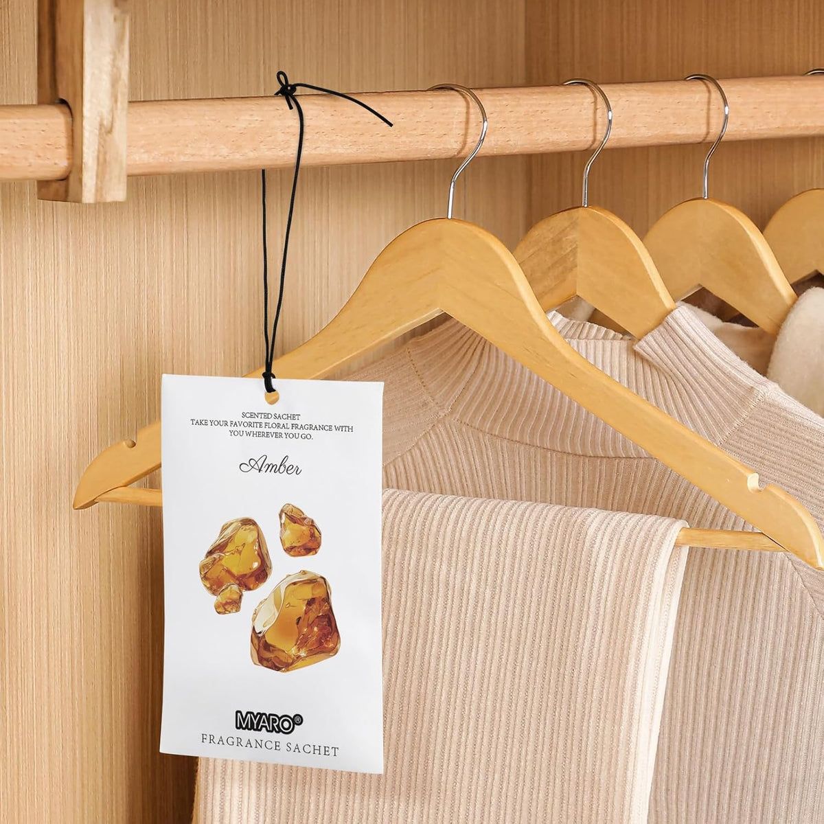 MYARO 12 Packs Amber Scented Sachets for Drawer and Closet, Long-Lasting Closet Sachet Bags Drawer