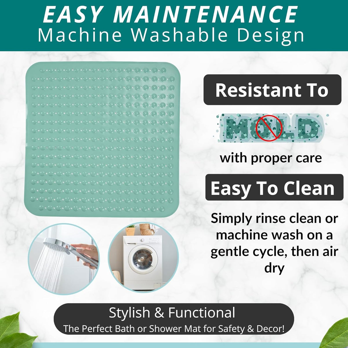 ENKOSI Extra Large Square Non Slip Shower Mat - 31 x 31-inch XL Bathroom Shower Mat - Square Shower