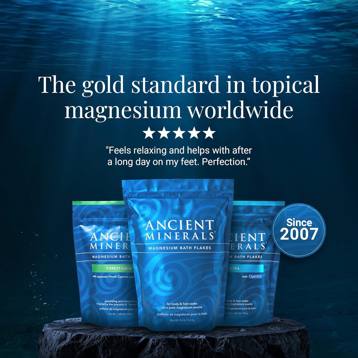 Ancient Minerals Magnesium Bath Flakes of Pure Genuine Zechstein Chloride - Resealable Magnesium