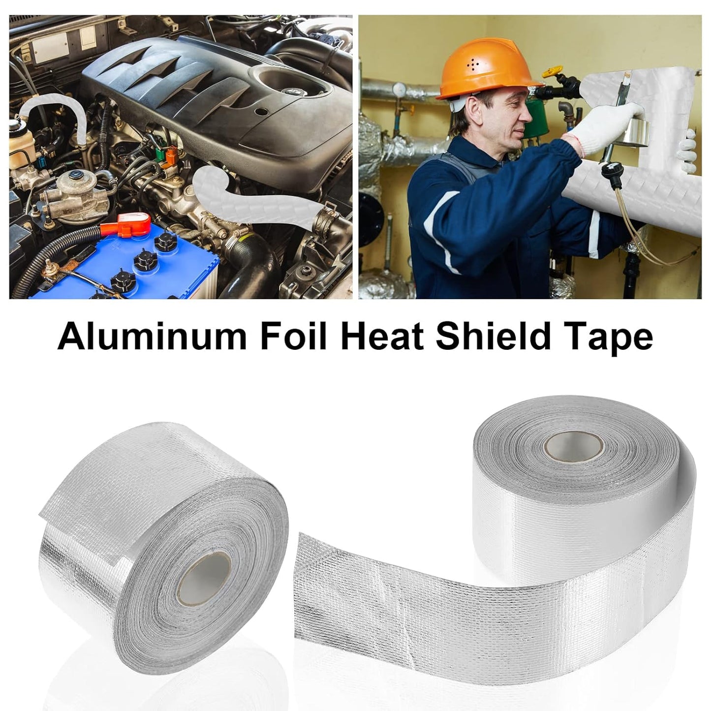 Zonon 2 Rolls Aluminum Foil Tape Heat Shield Tape Barrier Adhesive Reflective Fiberglass Thermal