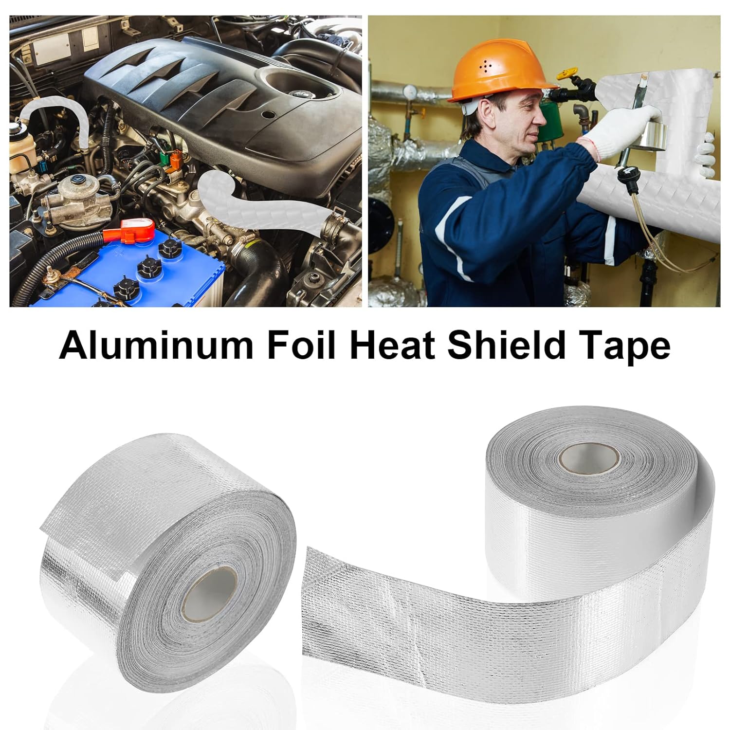 Zonon 2 Rolls Aluminum Foil Tape Heat Shield Tape Barrier Adhesive Reflective Fiberglass Thermal