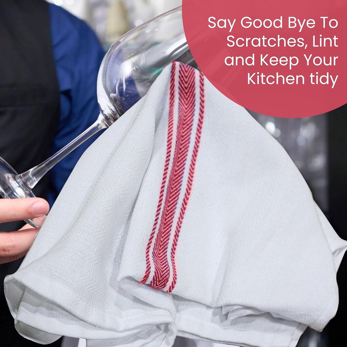 WHITEWRAP Kitchen Dish Towels for Kitchen, Highly Absorbent for Drying and Cleaning, Durable and