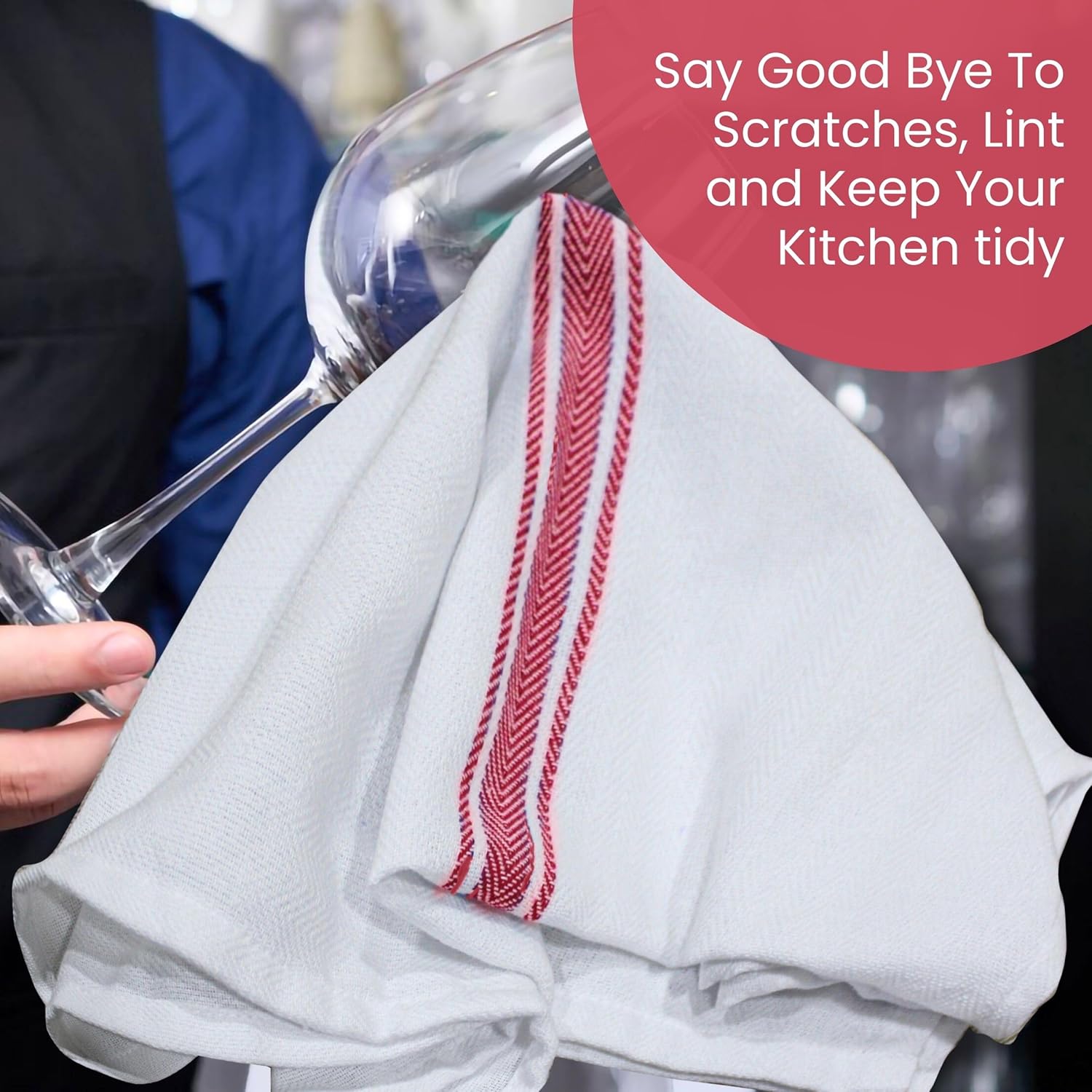 WHITEWRAP Kitchen Dish Towels for Kitchen, Highly Absorbent for Drying and Cleaning, Durable and