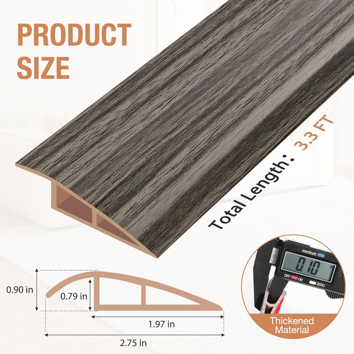 Floor Transition Strip Self Adhesive Vinyl Door Threshold for Doorways Carpet Edging Trim Overlap