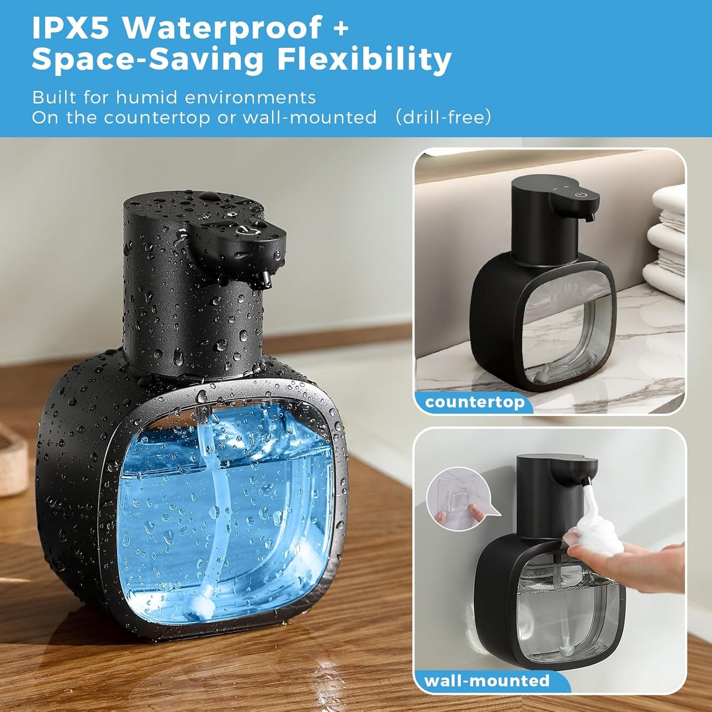 Automatic Foaming Soap Dispenser, 17oz/500ml Touchless Rechargeable with 4-Level Adjustable & IPX5