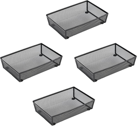 BYCY Silverware Drawer Organizer, Mesh Utensil Organizer for Kitchen Storage, Black Steel Metal