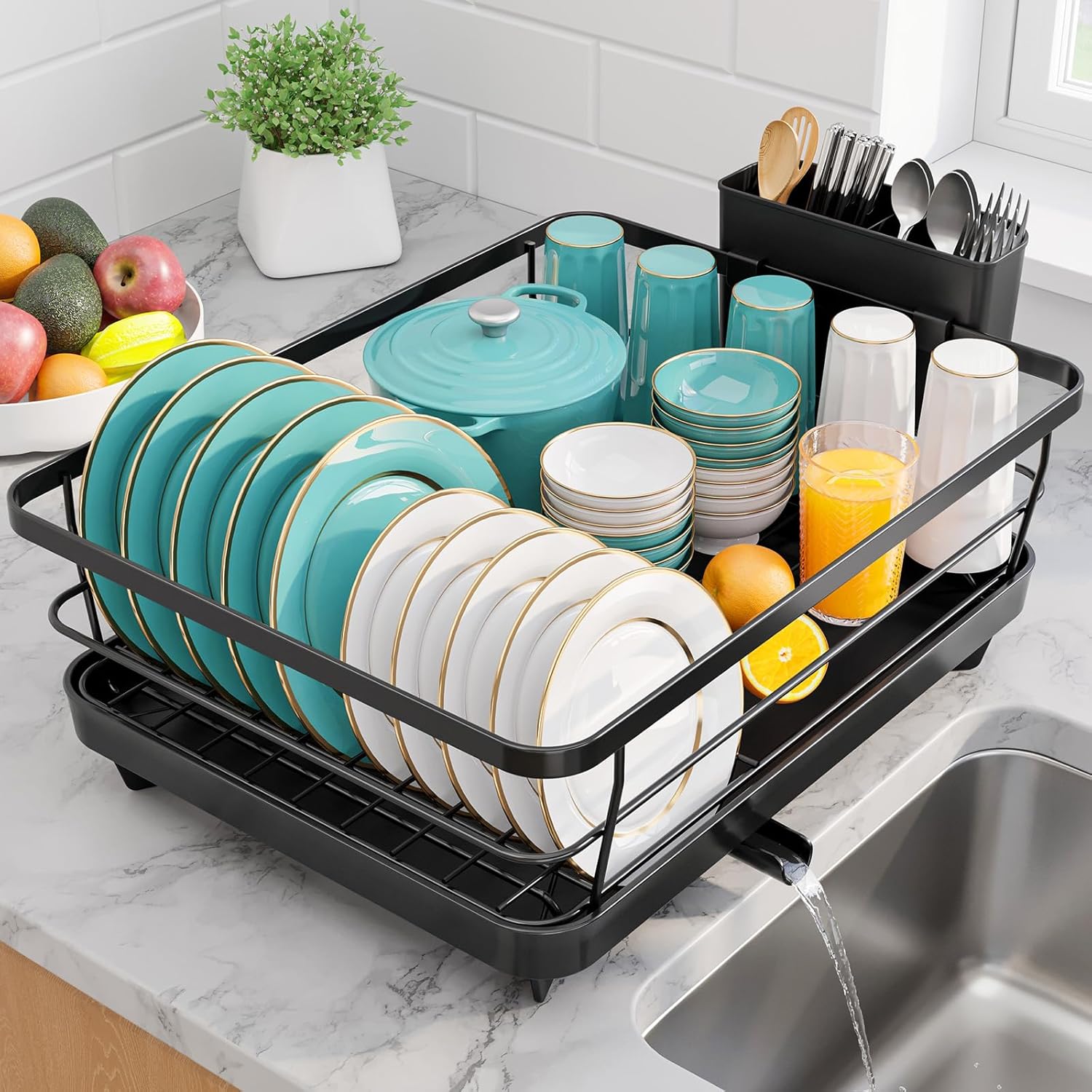 Stainless Steel Dish Drying Rack for Kitchen Counter, Sink Organization and Storage Essentials with