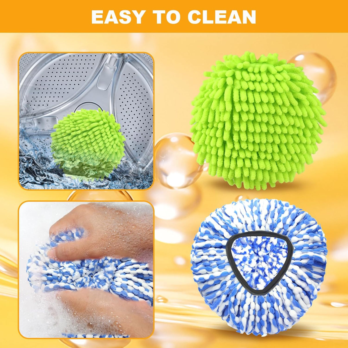 Mop Heads Replacements for OCedar RinseClean 2 Tank Spin Mop System, Mop Replace Head with 2