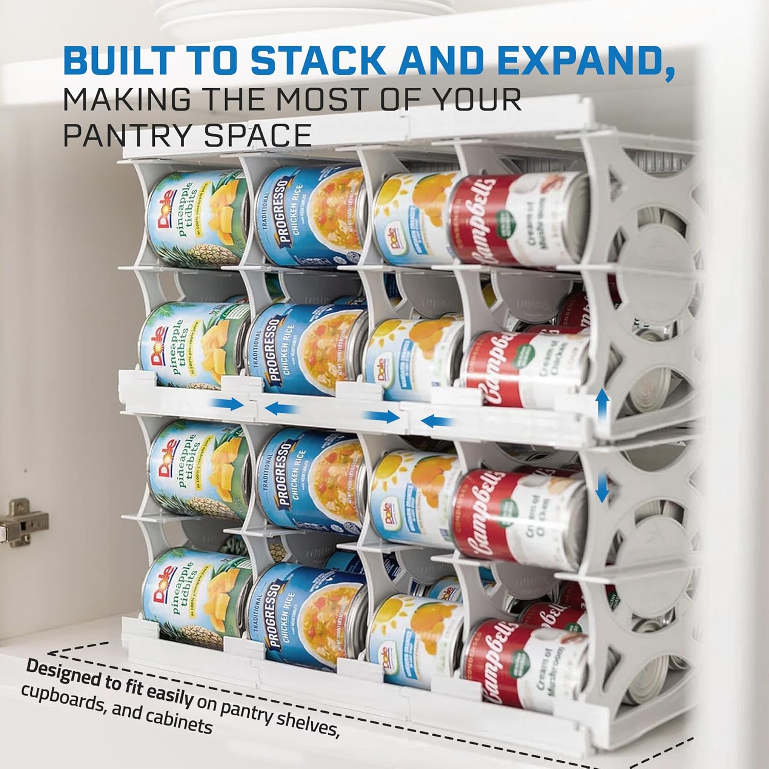 Shelf Reliance Cansolidator Cupboard - 1-Pack Can Organizer for Pantry, Stackable Soda Can Storage